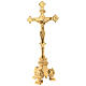 Altar crucifix, both sides, gold plated brass, h 35 cm s6