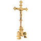 Altar crucifix, both sides, gold plated brass, h 35 cm s7
