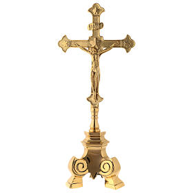 Croix d'autel double face laiton doré h 35 cm