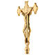 Altar cross with a Corpus on both sides, gold plated brass, h 35 cm s4