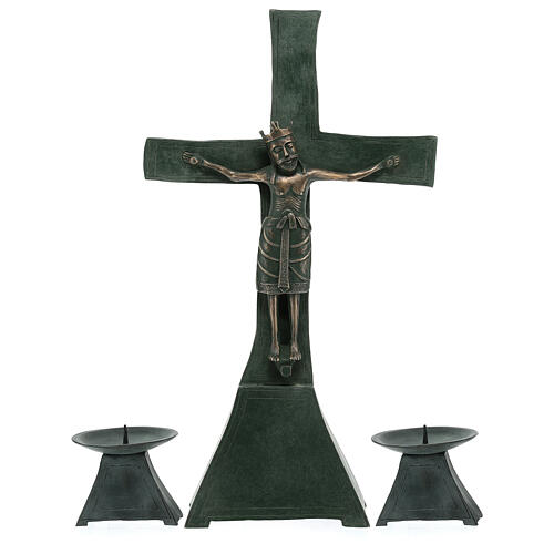 San Zeno altar cross with base and two candle holders 1