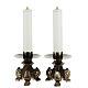 Altar set of cross and candle holders of old-finished brass s3
