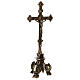 Altar set of cross and candle holders of old-finished brass s5