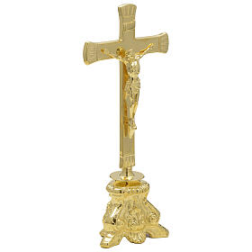 Krzyż ołtarzowy, baza antyczna, wykończenie złote, h 27 cm