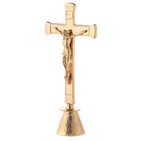 Krzyż ołtarzowy, baza antyczna, wykończenie złote, h 27 cm 2