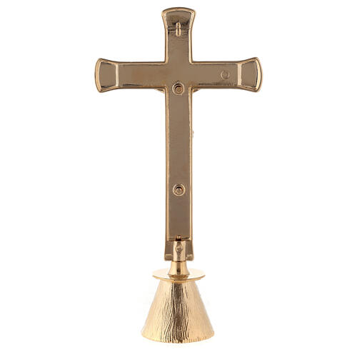 Cruz de altar base antiga acabamento dourado h 27 cm 4