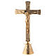 Cruz de altar base antiga acabamento dourado h 27 cm s1