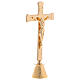 Crucifijo de altar en base cónica, acabado dorado, altura 24 cm s4