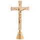 Cruz de altar base cônica acabamento dourado h 24 cm s1
