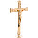 Cruz de altar base cônica acabamento dourado h 24 cm s2