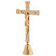 Cruz de altar base cônica acabamento dourado h 24 cm s3