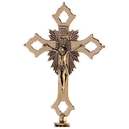 Set autel croix byzantine double chandeliers baroques laiton 3