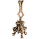 Altar set with double Byzantine cross and baroque brass candlesticks s6