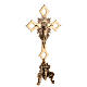 Altar set with double Byzantine cross and baroque brass candlesticks s8