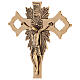 Altar cross with candlesticks and Byzantine cross, simple base, polished brass s2