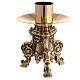 Altar set of Byzantine cross candlesticks with baroque base in polished brass s4