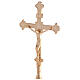 Gold plated altar set with rococo base, budded cross and candlesticks s2