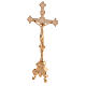 Gold plated altar set with rococo base, budded cross and candlesticks s4