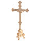 Gold plated altar set with rococo base, budded cross and candlesticks s7