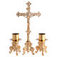 Set altare dorato base rococò croce trilobata candelieri s1