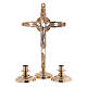 Brass altar set with bicoloured crucifix and candlesticks s1