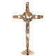 Brass altar set with bicoloured crucifix and candlesticks s2