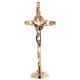 Brass altar set with bicoloured crucifix and candlesticks s5