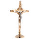 Set altare crocefisso bicolore candelieri ottone  s7