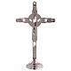 Altar set with two candlesticks and bicoloured cross, brass s7