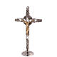 Conjunto altar dois castiçais cruz bicolor latão s2
