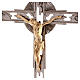 Conjunto altar dois castiçais cruz bicolor latão s3