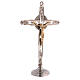 Altar set with two bicolor brass cross and candlesticks s5