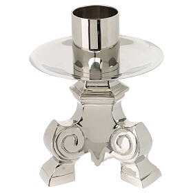 Altar candlestick of silver-plated brass, h 5 in, for 1.6 in candles