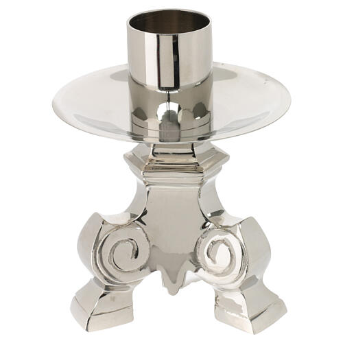Altar candlestick of silver-plated brass, h 5 in, for 1.6 in candles 2