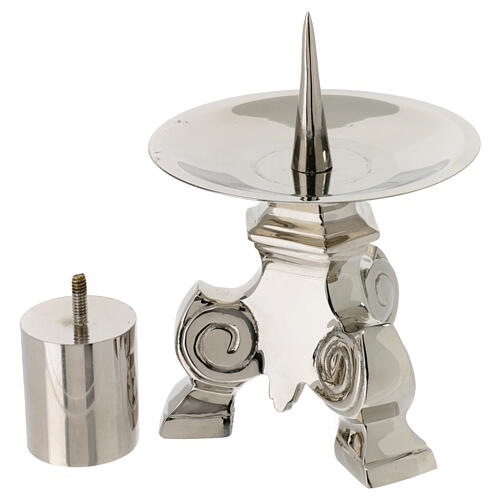 Candeliere altare ottone argentato altezza 12 cm candele 4 cm 3