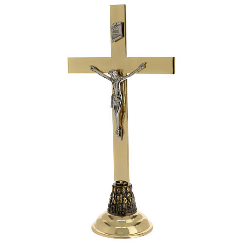 Crucifijo de altar altura 45 cm latón dorado 1