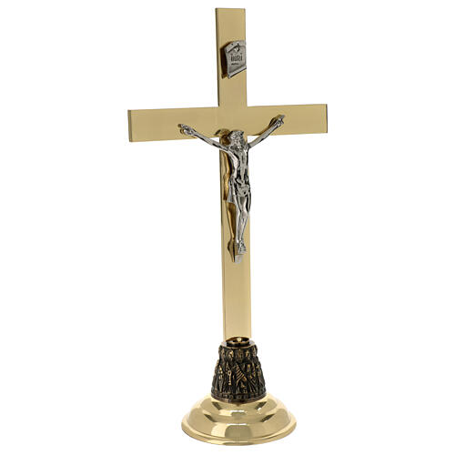 Crucifijo de altar altura 45 cm latón dorado 5