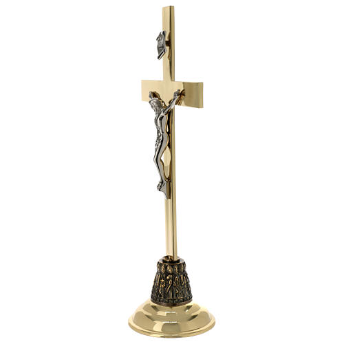 Crucifix d'autel h 45 cm laiton doré 3