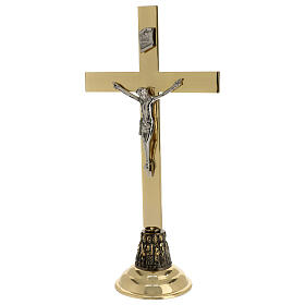 Crocifisso da altare altezza 45 cm ottone dorato
