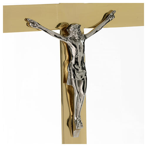 Altar crucifix height 45 cm in golden brass 2