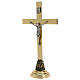 Altar crucifix height 45 cm in golden brass s1