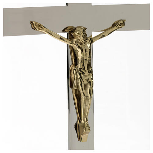Crucifix d'autel laiton argenté h 45 cm 2
