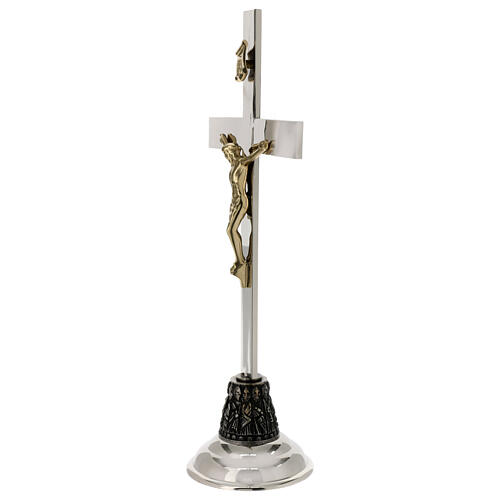 Crocifisso da altare ottone argentato h 45 cm 3