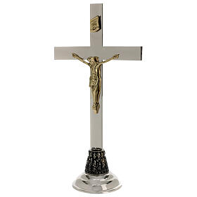 Crucifixo de altar latão prateado h 45 cm