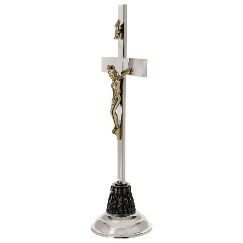 Crucifixo de altar latão prateado h 45 cm 3