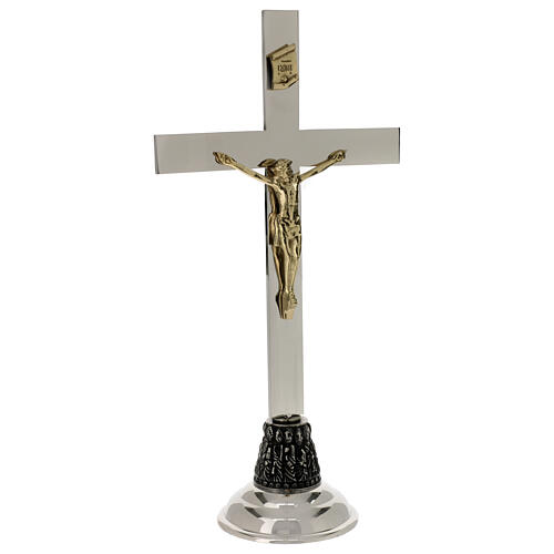 Crucifixo de altar latão prateado h 45 cm 5