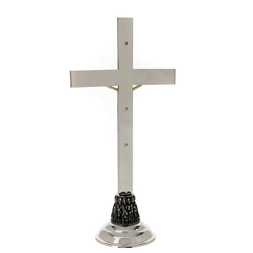 Silvered brass altar crucifix h 45 cm 7