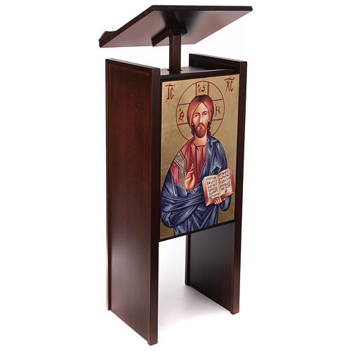 Wooden ambo with screen-printed icon of Christ Pantocrator, max. h. 52 in 3