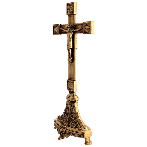 Bifacial altar cross of burnished brass, h 21 in 8