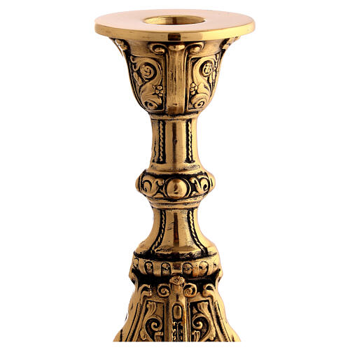 Altar candlestick of burnished brass, 8 in 3